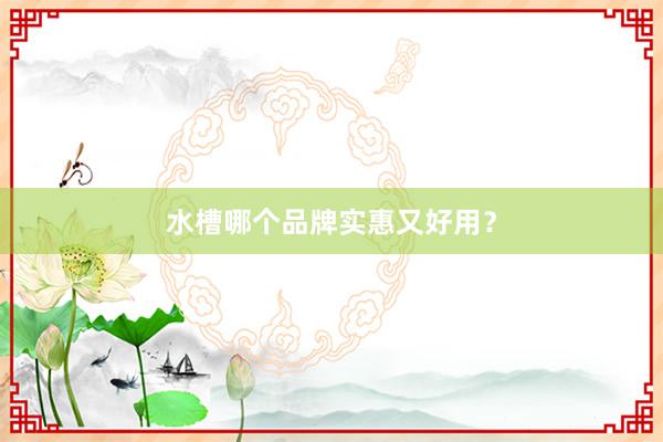 水槽哪个品牌实惠又好用？